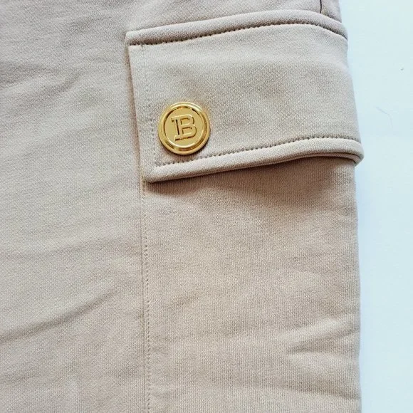 NEW BALMAIN Cargo Sweatpants Tan Sand Color Size S